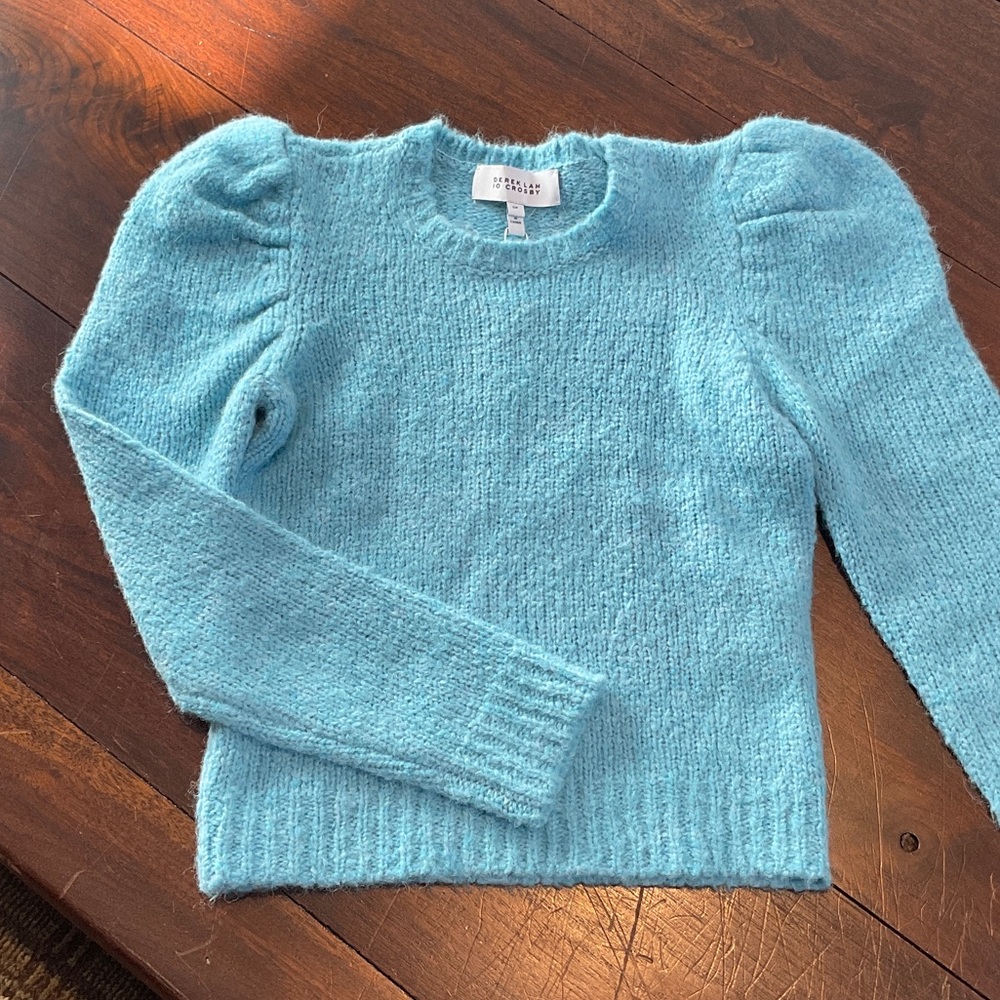 10 Crosby Derek Lam Light Blue Puff Sleeve Sweater